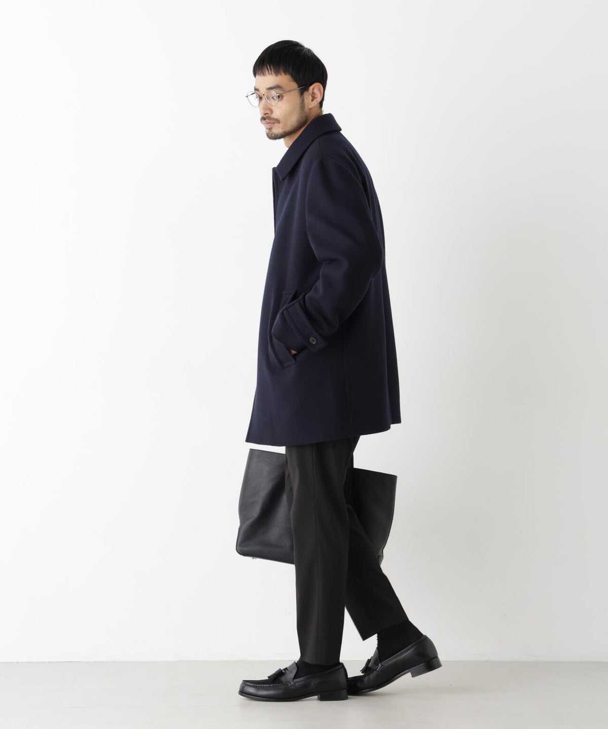 「NEW ON COAT」ウール/Nショートステンカラーコート 6686211205
