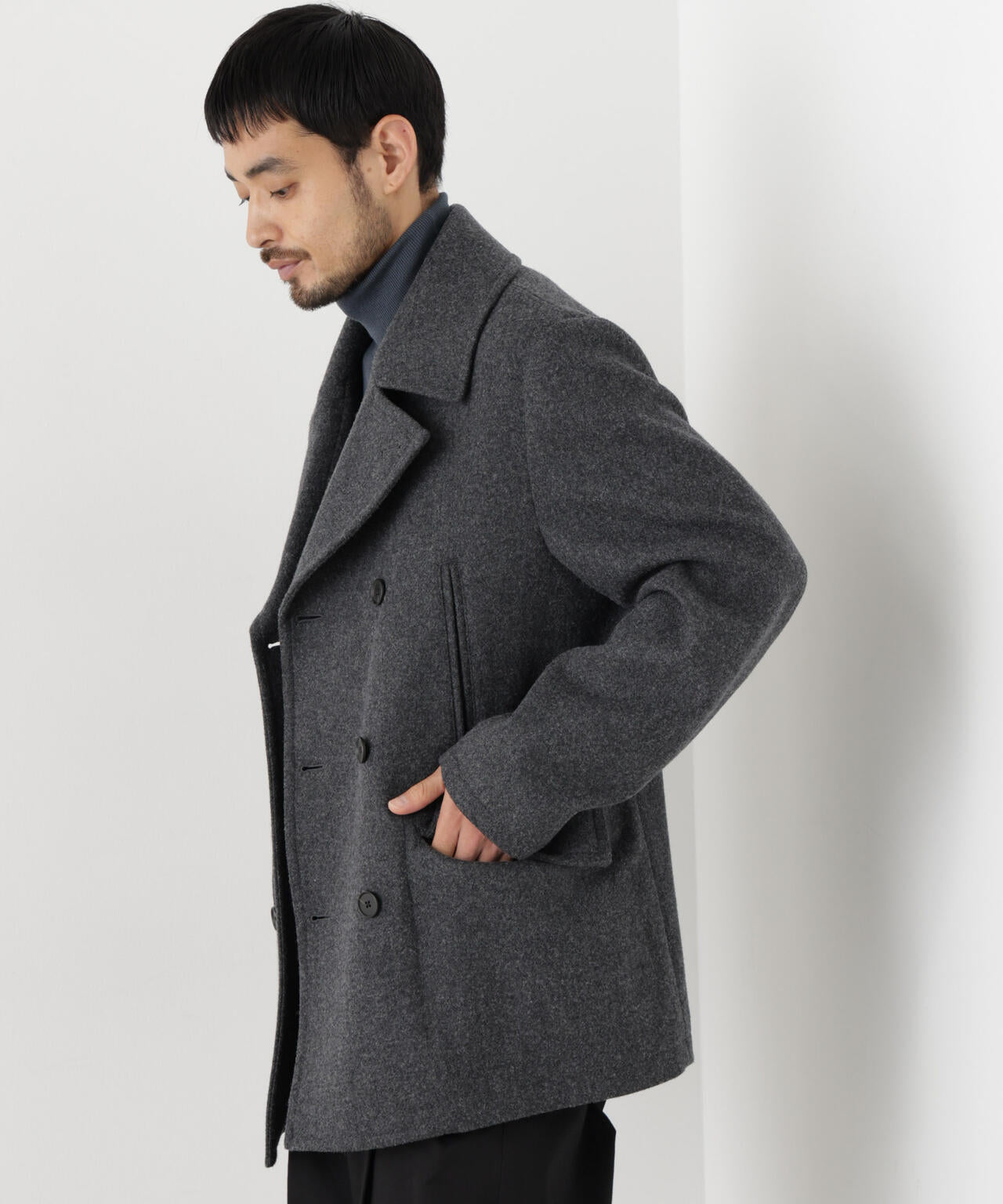 「NEW ON COAT」ウール/NショートPコート 6686211206
