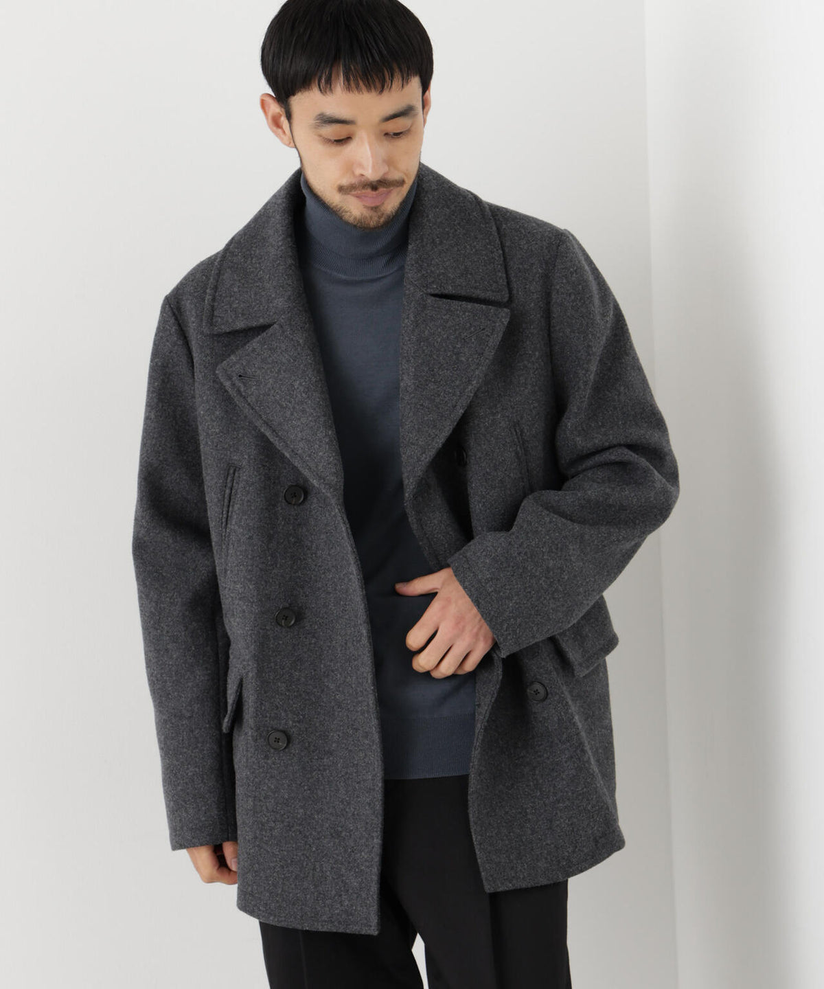 「NEW ON COAT」ウール/NショートPコート 6686211206