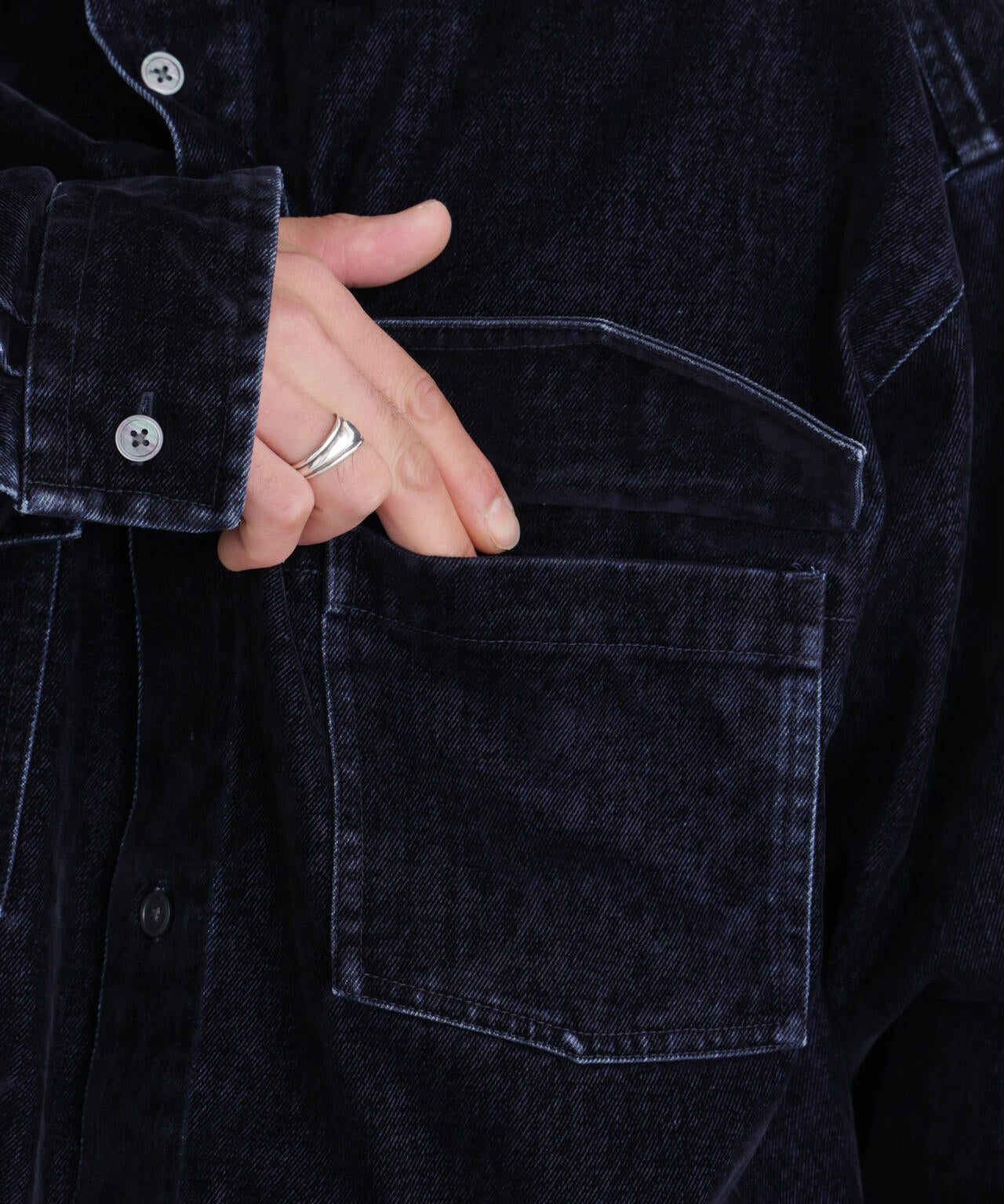 フロッキーデニム オーバーシャツジャケット 6686212211