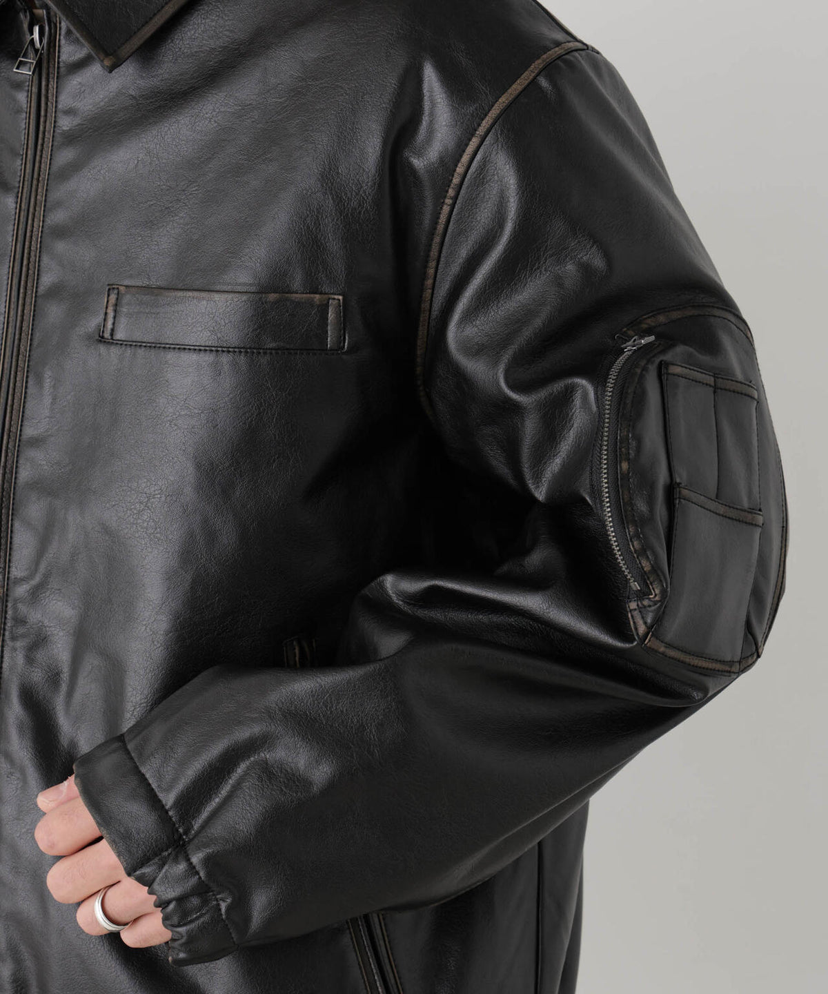 「SURPLUS」フェイクレザーフライトジャケット 6686212218
