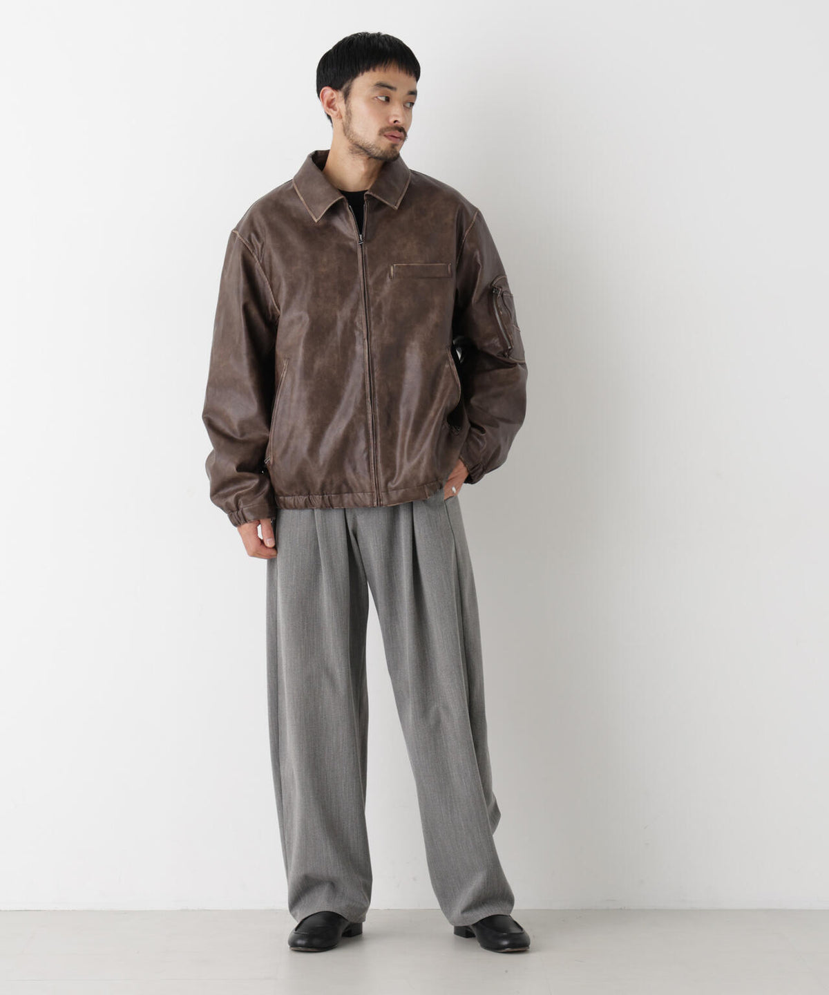 「SURPLUS」フェイクレザーフライトジャケット 6686212218
