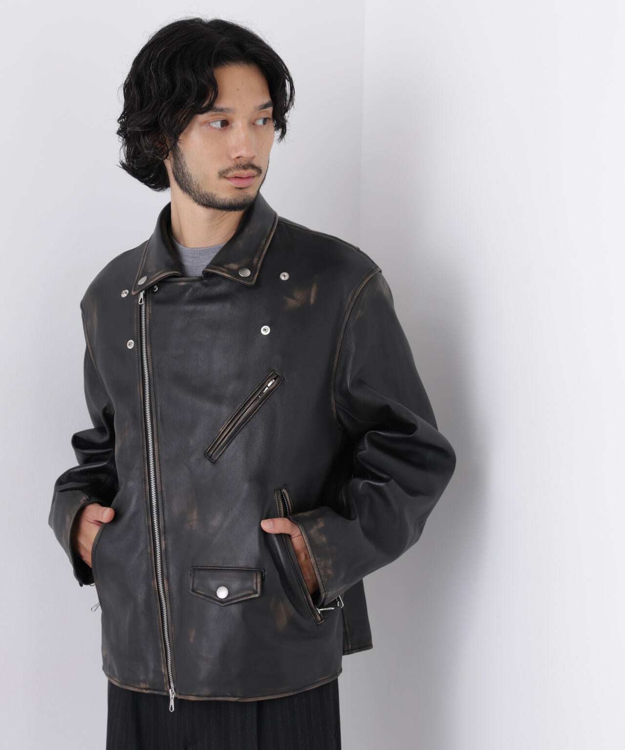 「ASSEMBLANC」 レザーダブルライダース 6686213201