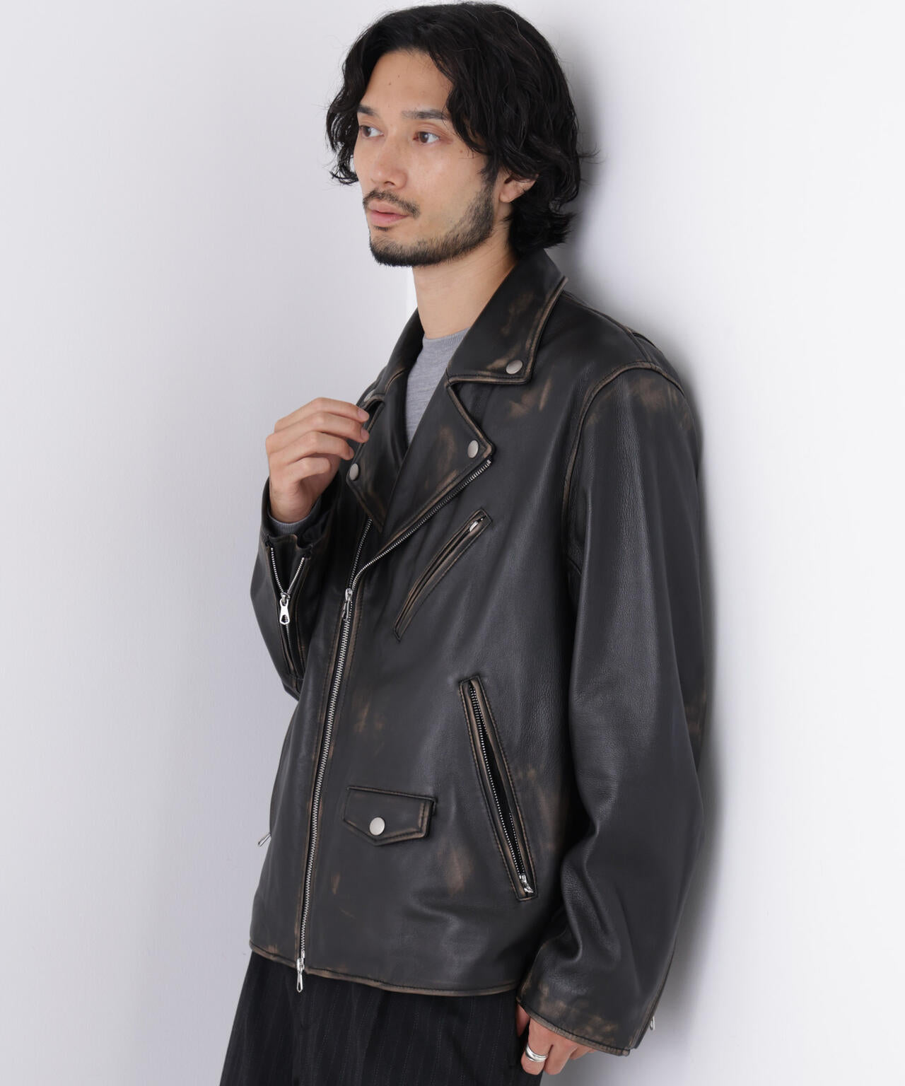 「ASSEMBLANC」 レザーダブルライダース 6686213201