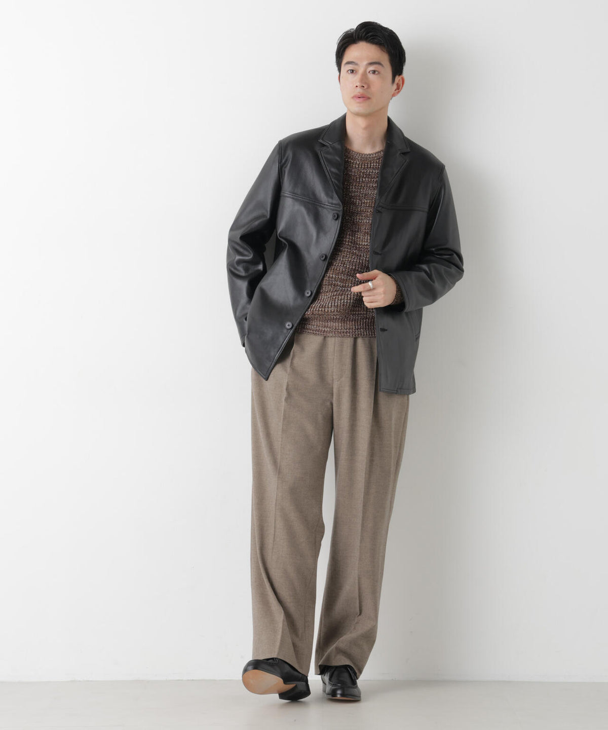 ラムナッパレザー ラペルカーコート 6686213206