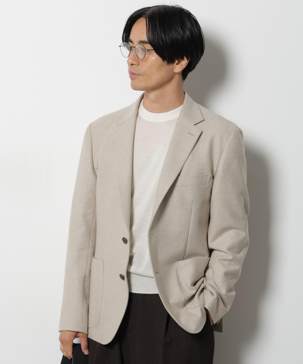 「DamerinoJacket」 カシミヤミックスウォッシャブルツイードジャケット 6686216205