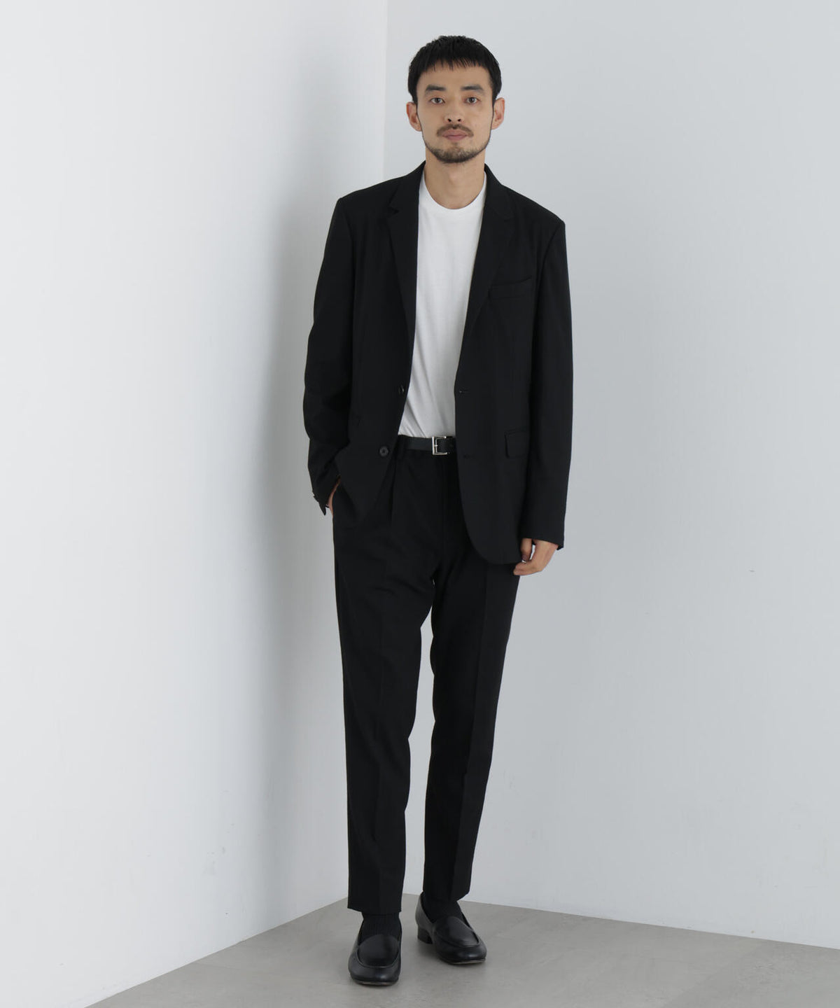 【ストレッチ/マシンウォッシャブル】「Damerino」 T/Rスラブストレッチセットアップ/WASHABLE 6686218202
