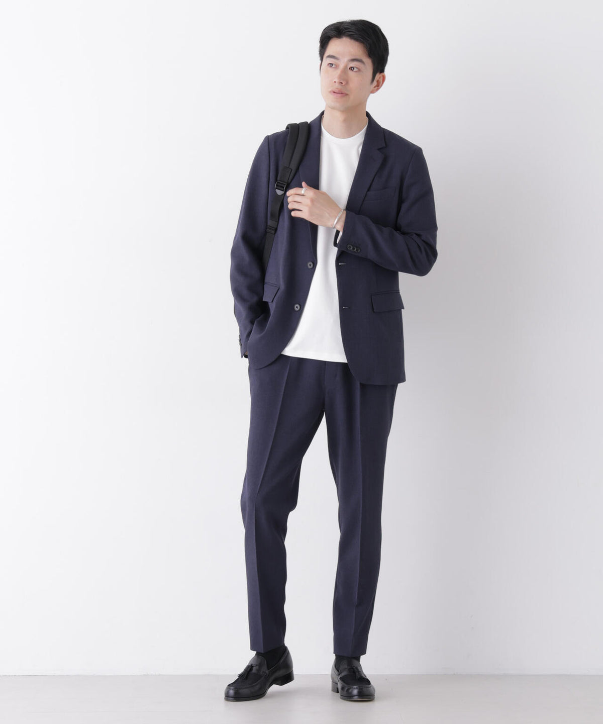【形態安定】「Damerino」メランジエアシャークストレッチセットアップ 6686218204