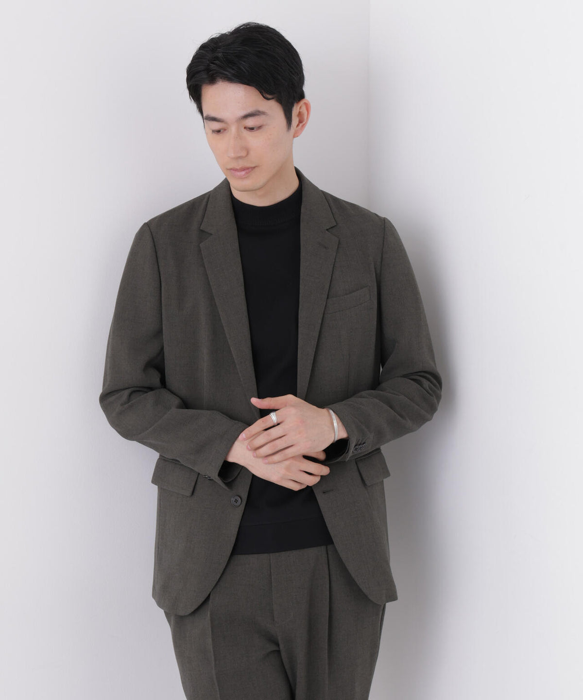 【形態安定】「Damerino」メランジエアシャークストレッチセットアップ 6686218204