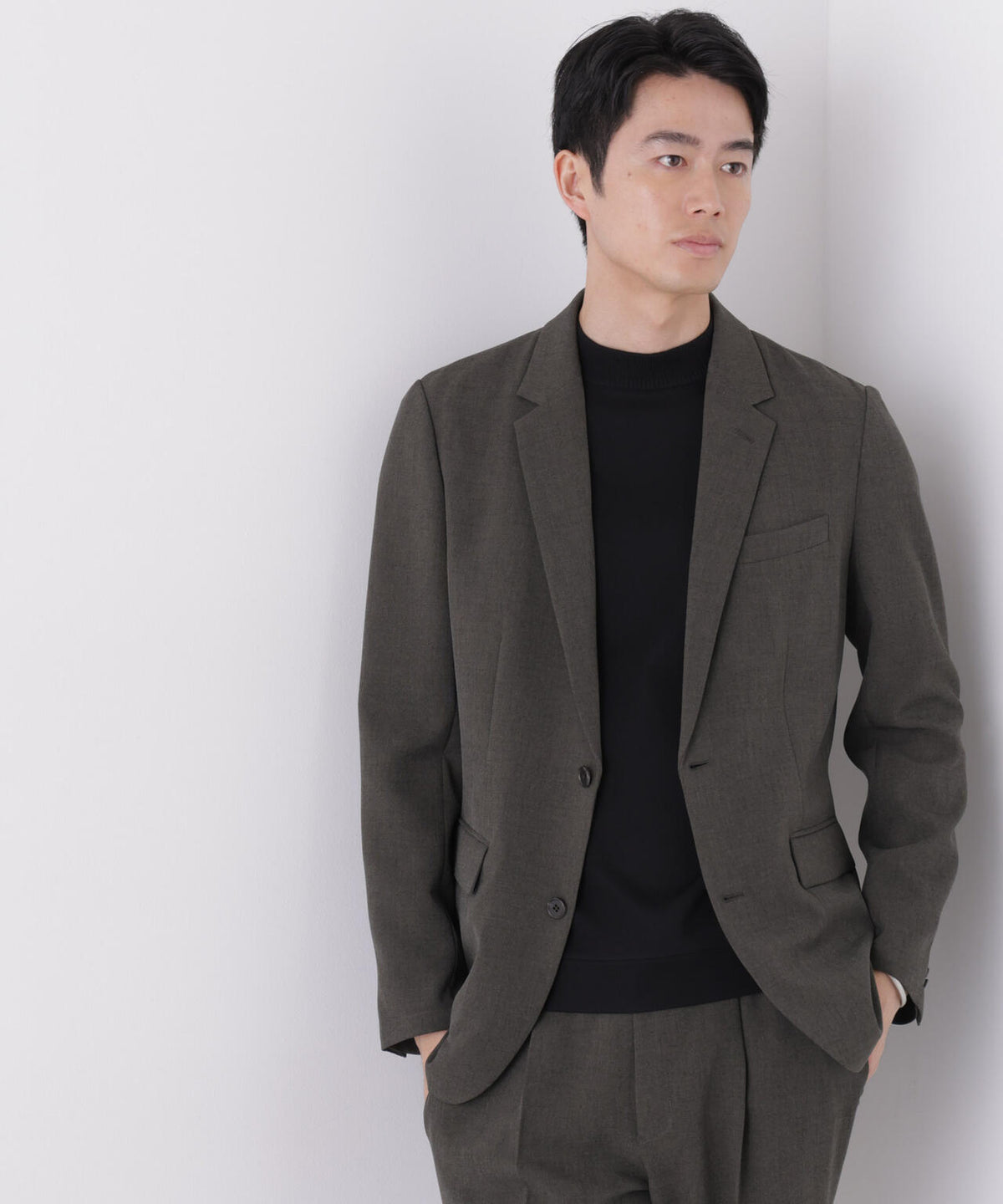 【形態安定】「Damerino」メランジエアシャークストレッチセットアップ 6686218204