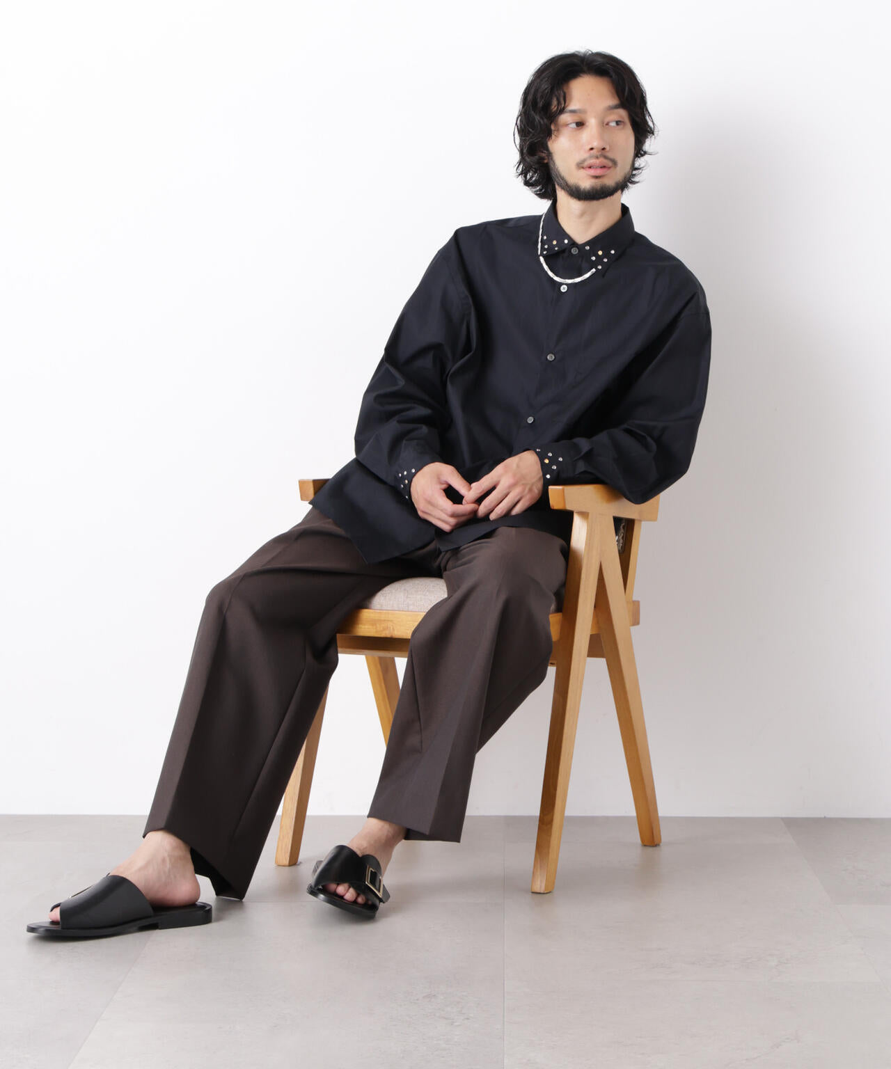 「ASSEMBLANC」 スタッズシャツ 6686220202