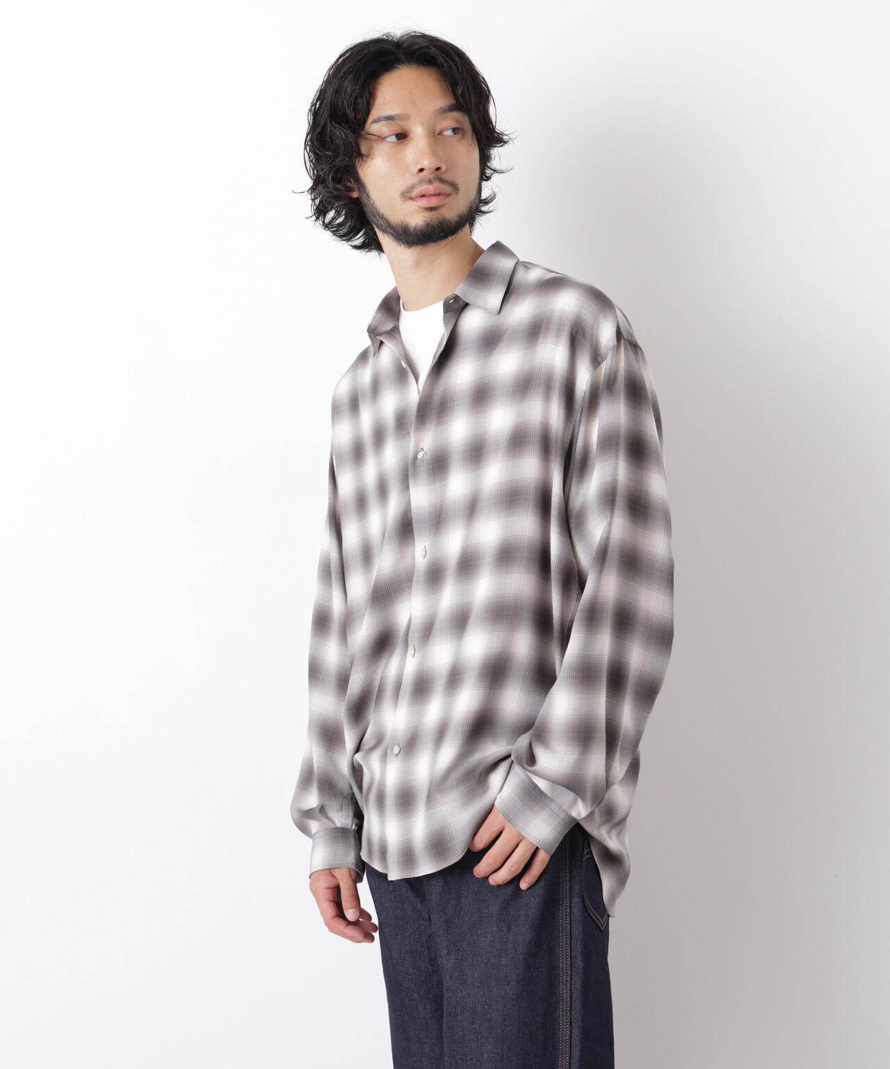 「OtoNANO」LIM-BRESS クリアチェックワイドシャツ 長袖 6686220208