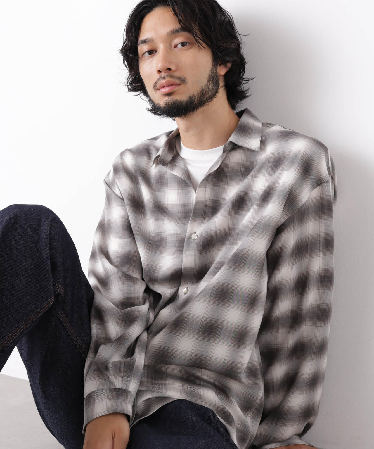 「OtoNANO」LIM-BRESS クリアチェックワイドシャツ 長袖 6686220208