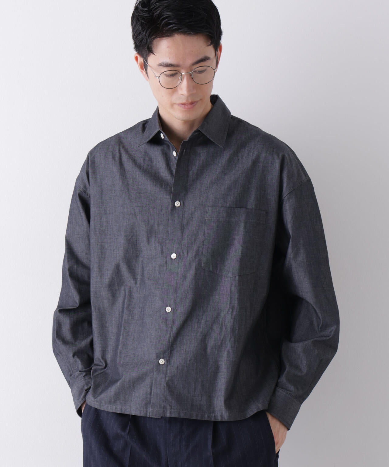 「James Fabric」 ボクシークロップドシャツブルゾン 6686220210