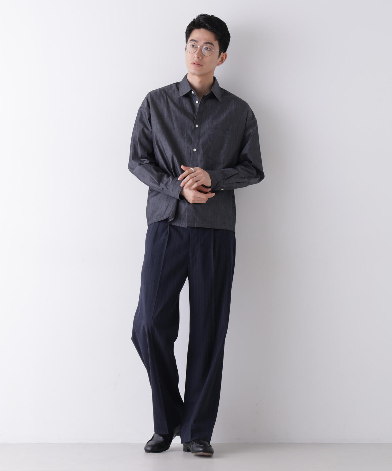 「James Fabric」 ボクシークロップドシャツブルゾン 6686220210