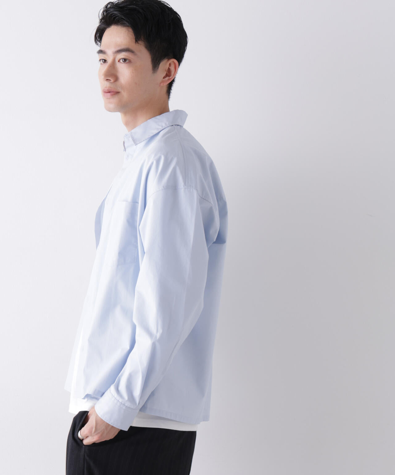 「James Fabric」 ボクシークロップドシャツブルゾン 6686220210