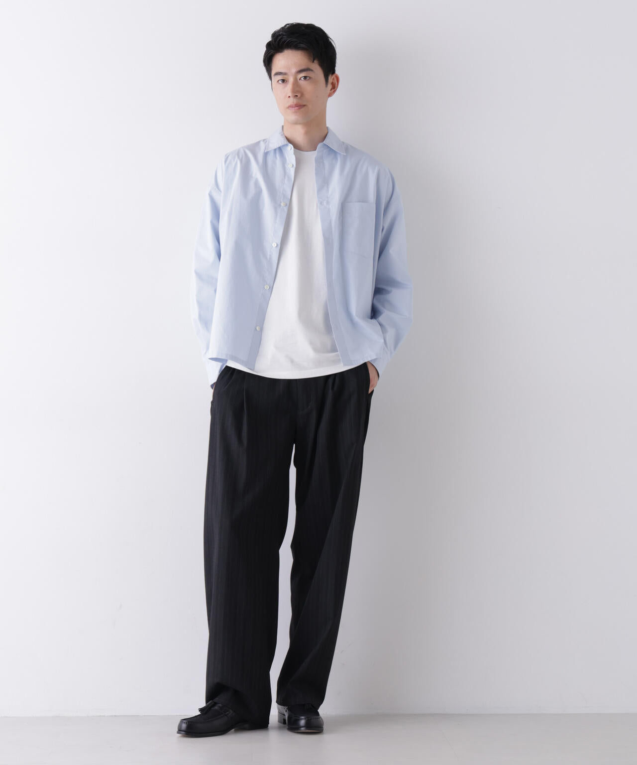 「James Fabric」 ボクシークロップドシャツブルゾン 6686220210