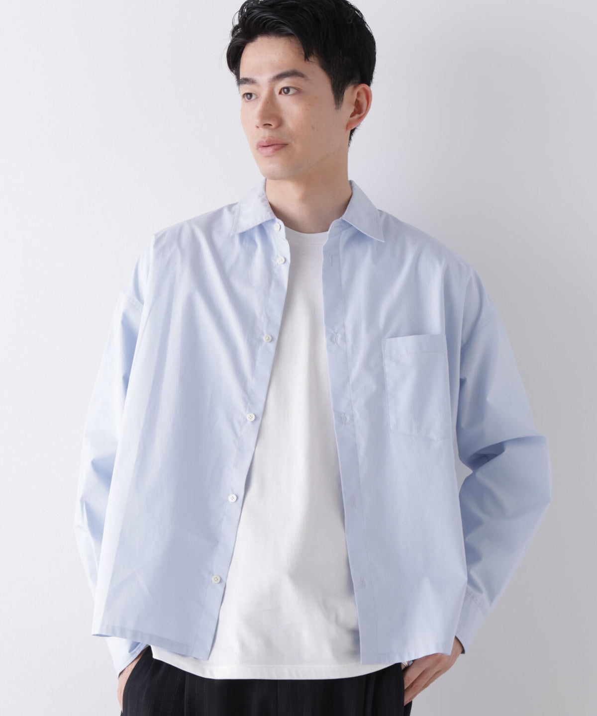 「James Fabric」 ボクシークロップドシャツブルゾン 6686220210