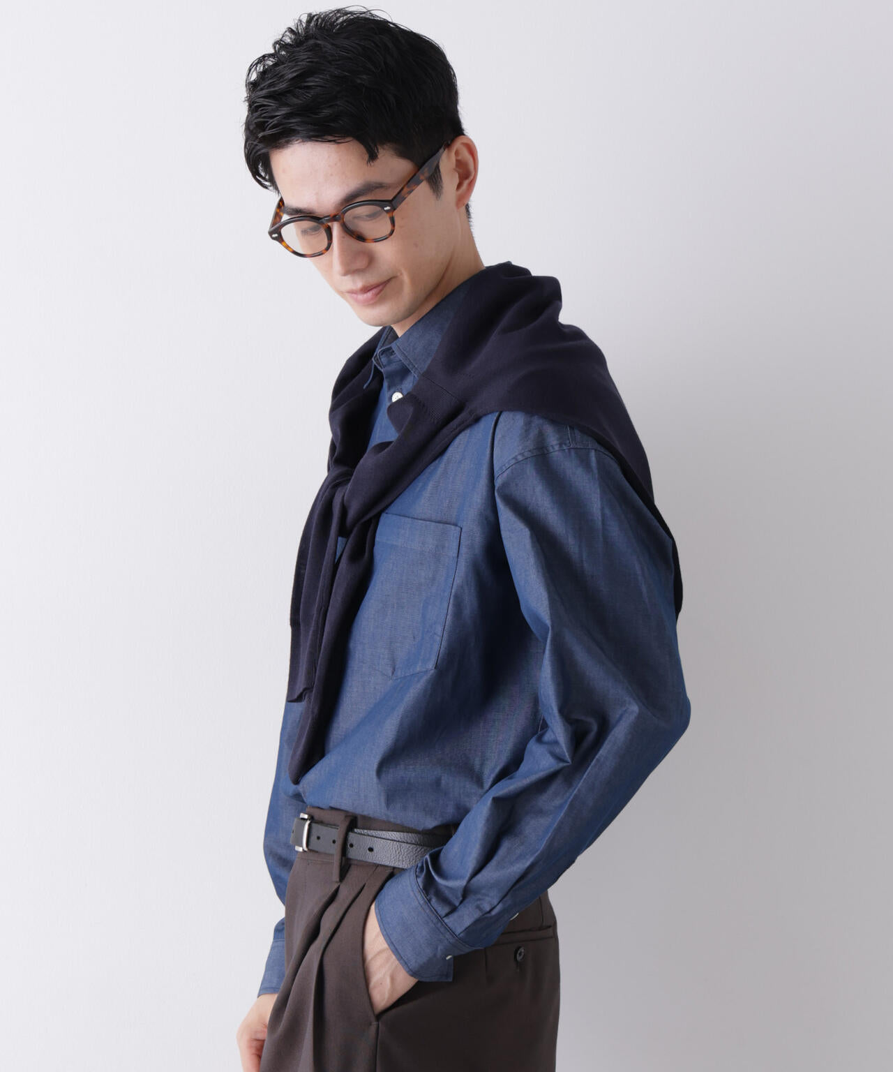 「James Fabric」 ボクシークロップドシャツブルゾン 6686220210