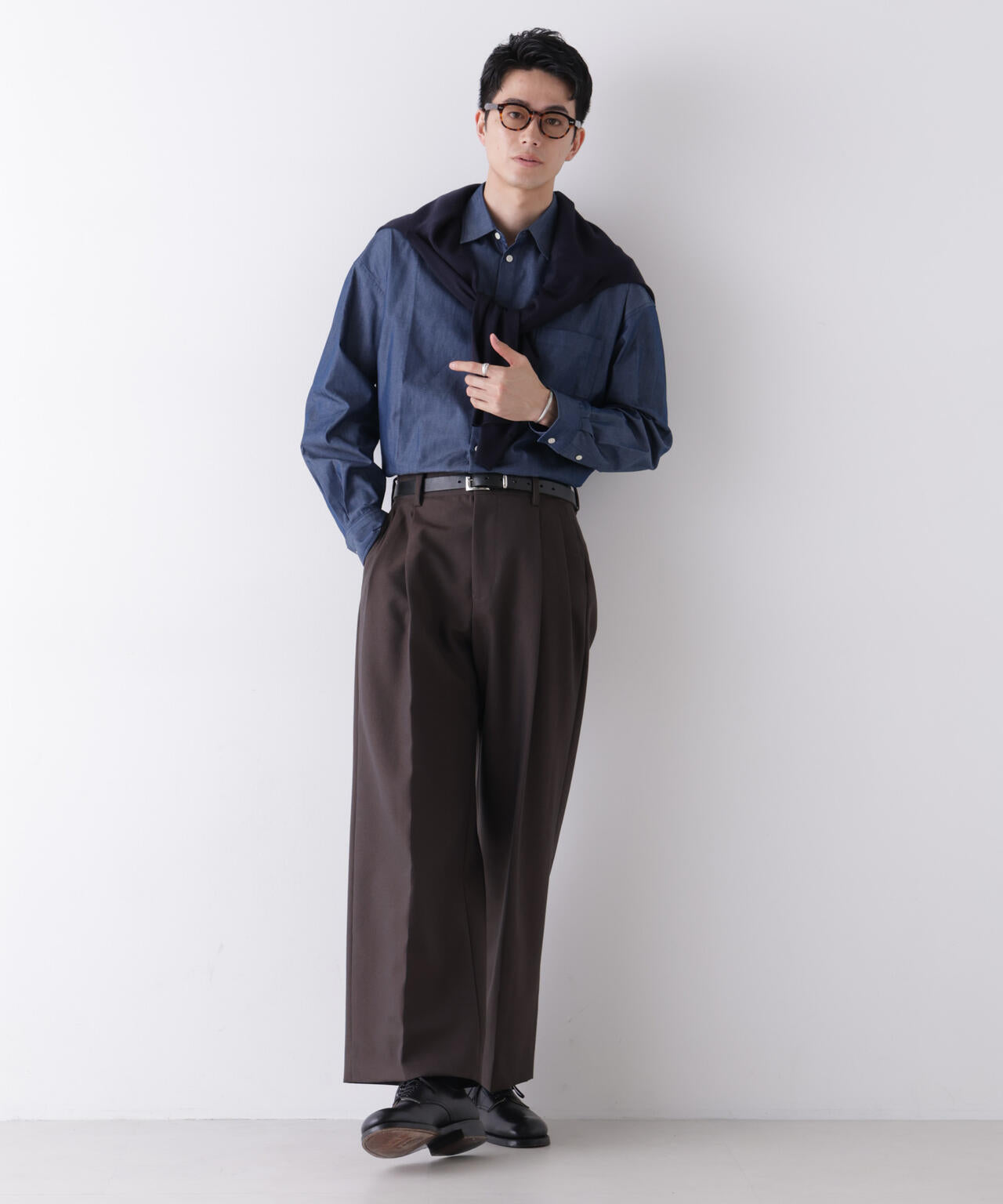 「James Fabric」 ボクシークロップドシャツブルゾン 6686220210