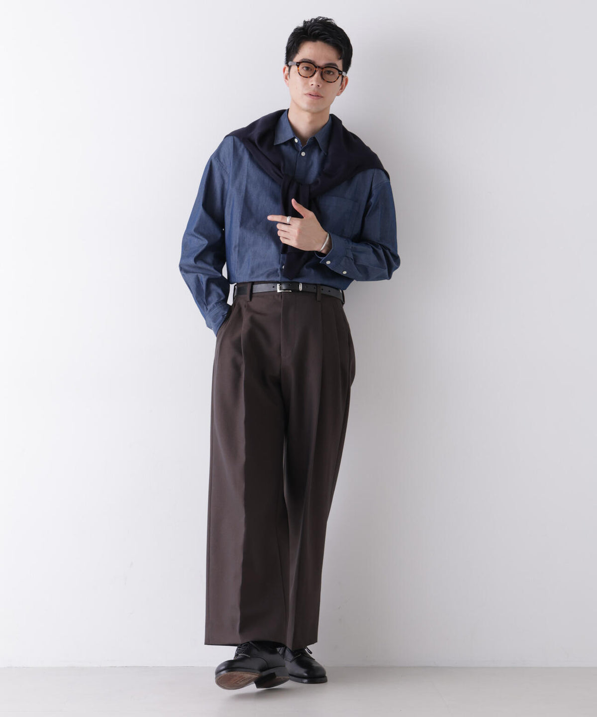 「James Fabric」 ボクシークロップドシャツブルゾン 6686220210