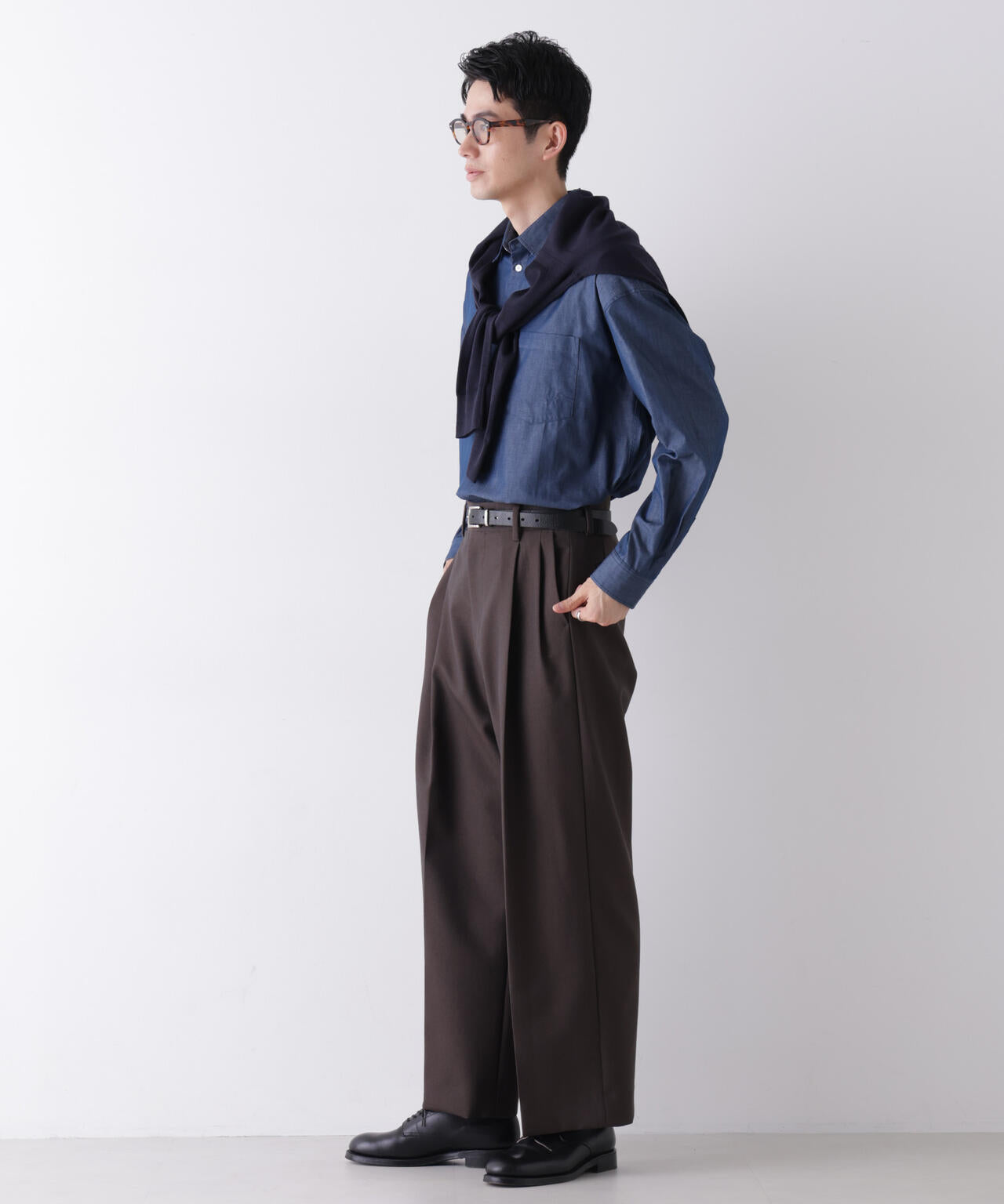 「James Fabric」 ボクシークロップドシャツブルゾン 6686220210
