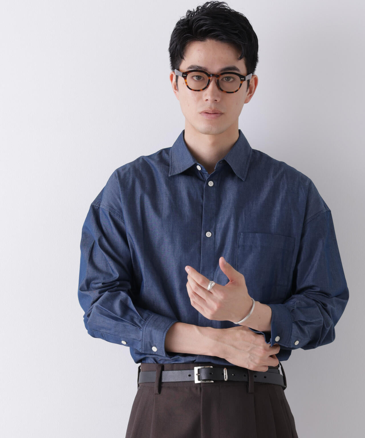 「James Fabric」 ボクシークロップドシャツブルゾン 6686220210