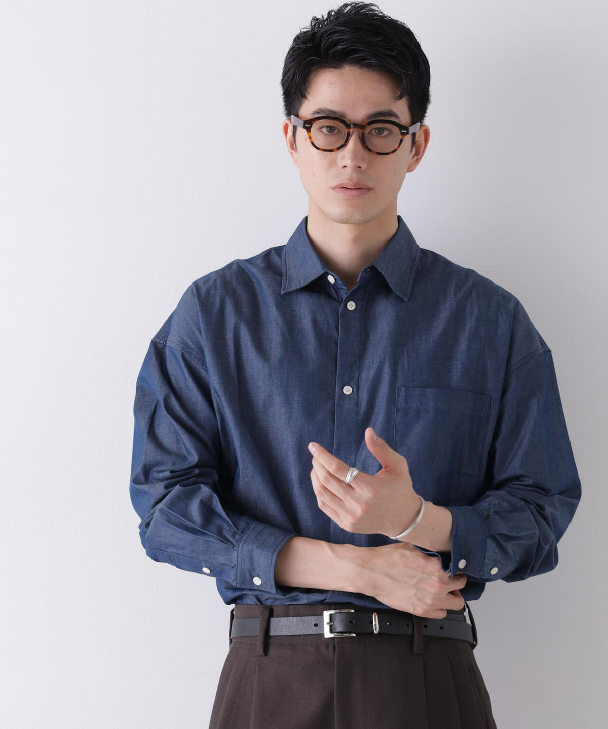 「James Fabric」 ボクシークロップドシャツブルゾン 6686220210