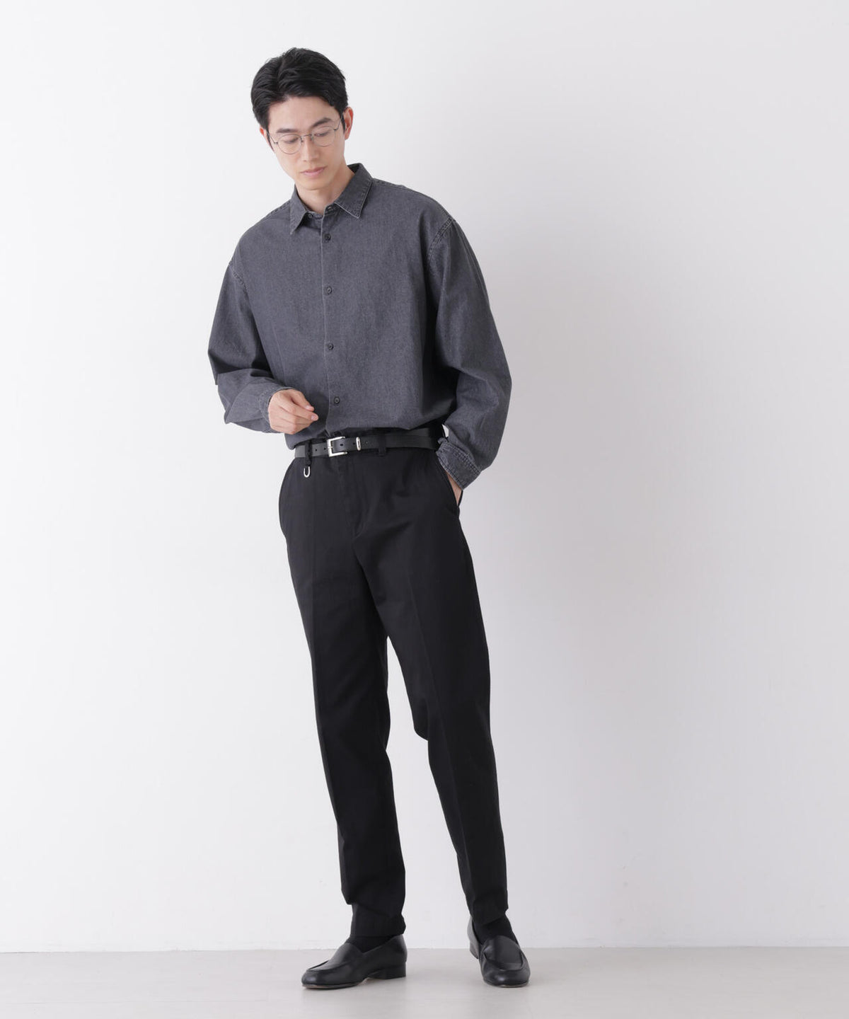 「OtoNANO」大人のワイドシャツ デニムシャツ 長袖 6686220215