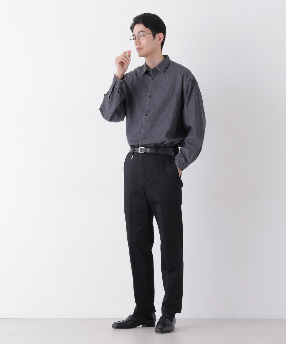 「OtoNANO」大人のワイドシャツ デニムシャツ 長袖 6686220215