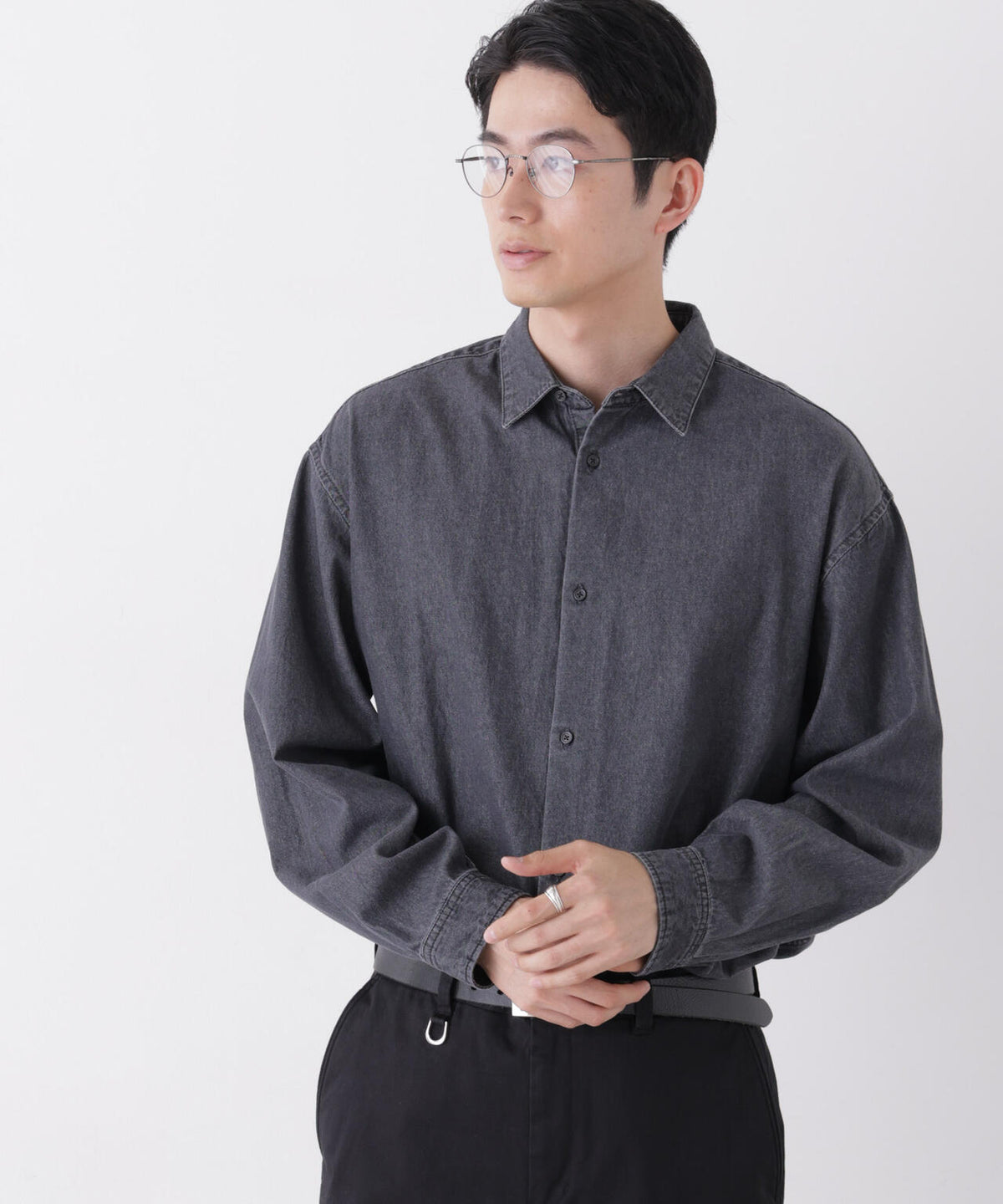 「OtoNANO」大人のワイドシャツ デニムシャツ 長袖 6686220215