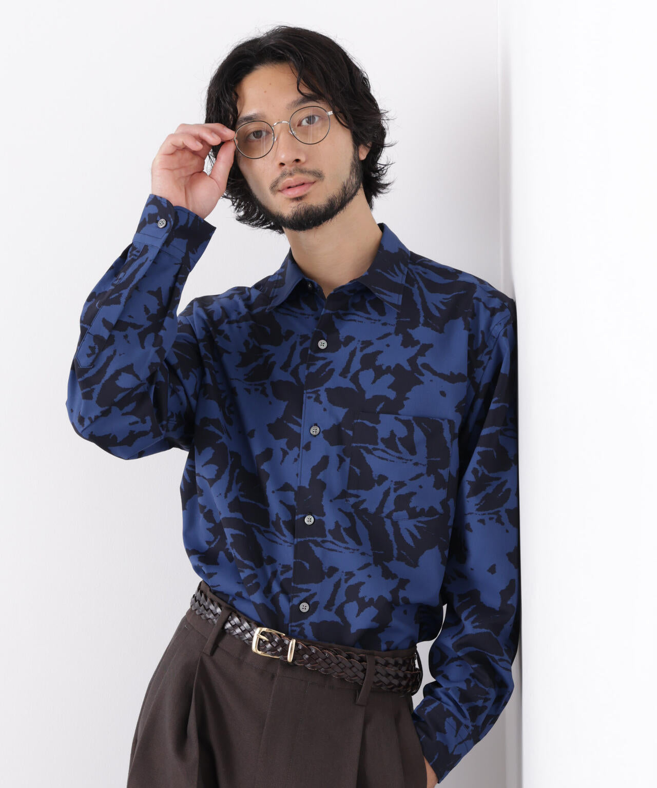 EDITORIAL PRINT レギュラーカラーシャツ 6686220222