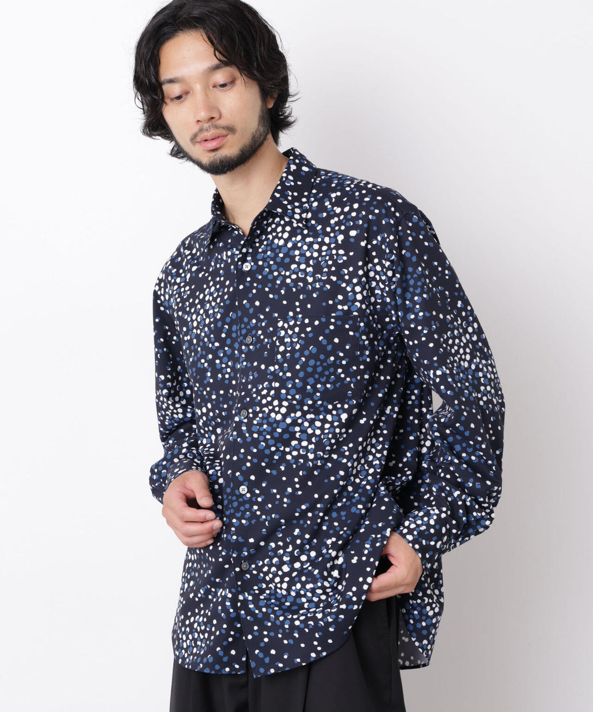 EDITORIAL PRINT レギュラーカラーシャツ 6686220222