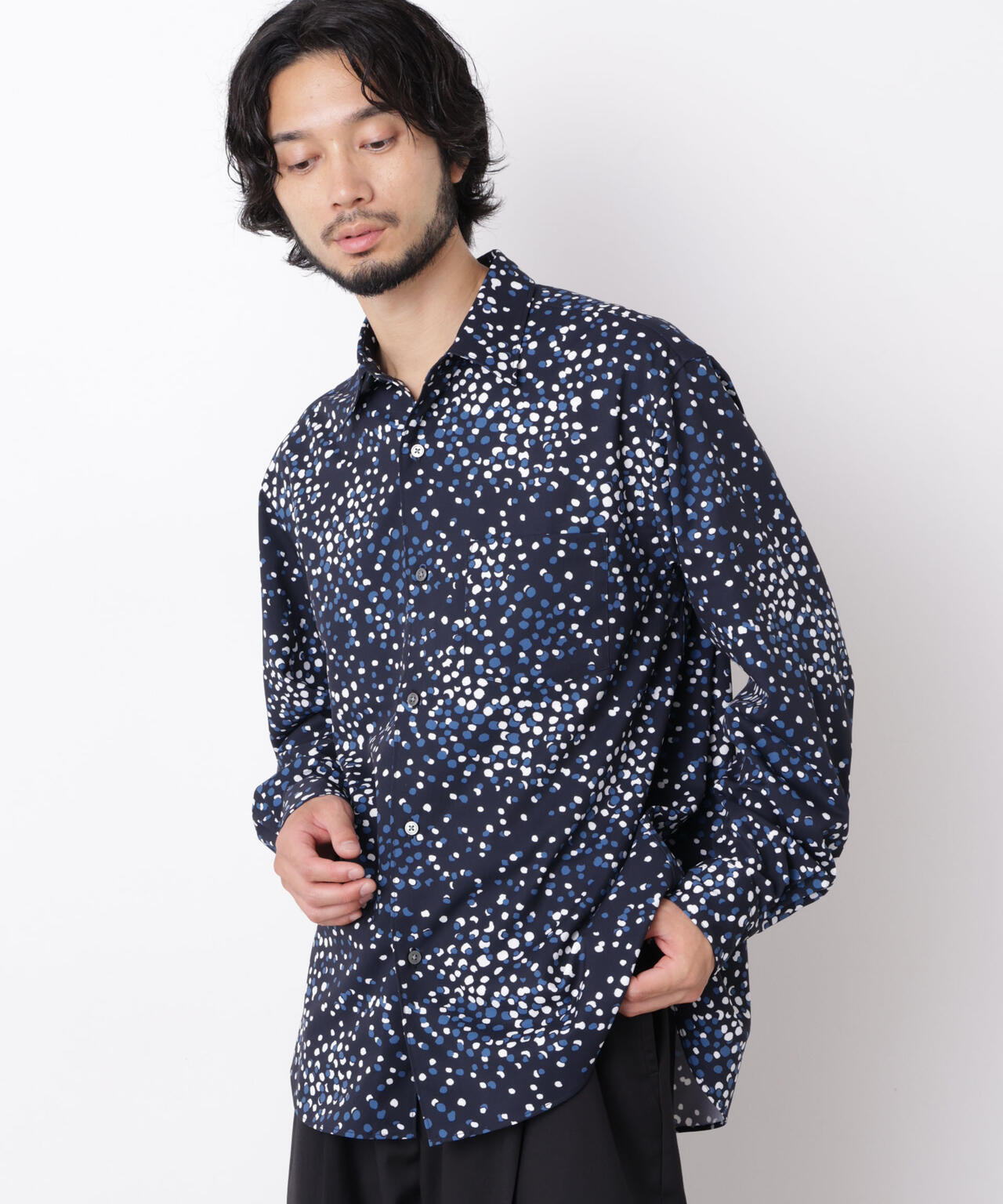 EDITORIAL PRINT レギュラーカラーシャツ 6686220222
