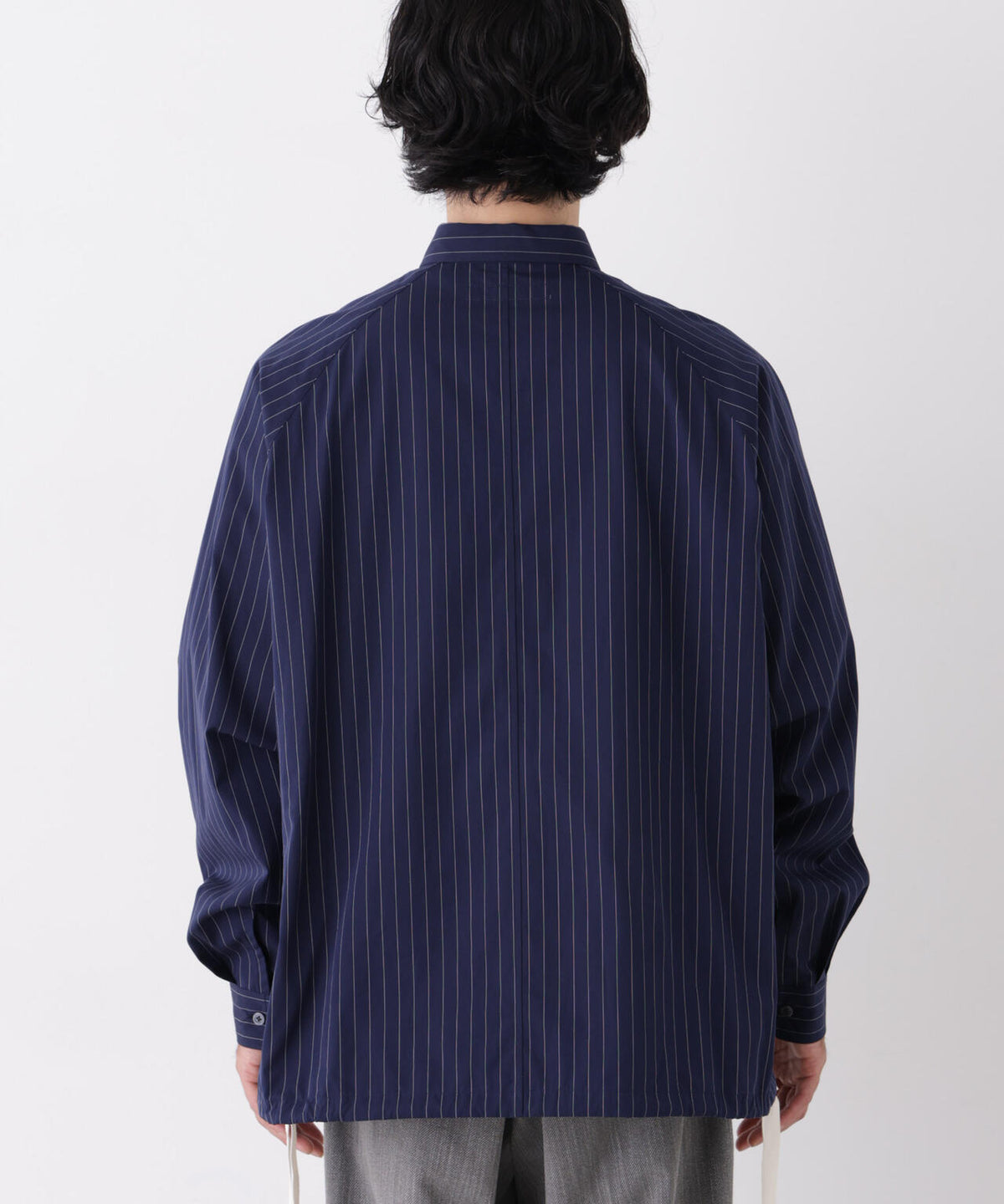 「OtoNANO」2WAYコーチシャツ スーピマコットンタイプライター/ストライプ 6686220226