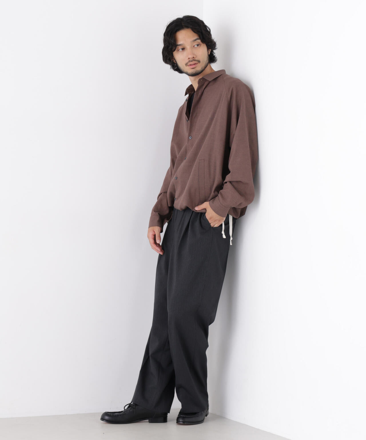 「OtoNANO」2WAYコーチシャツ コットンウールボイル/チェック 6686220227