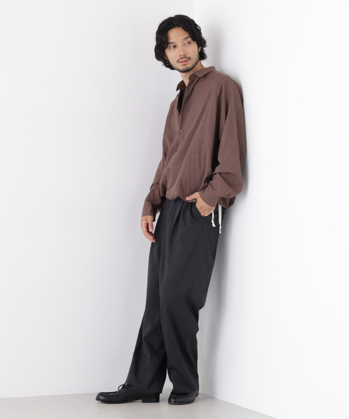 「OtoNANO」2WAYコーチシャツ コットンウールボイル/チェック 6686220227