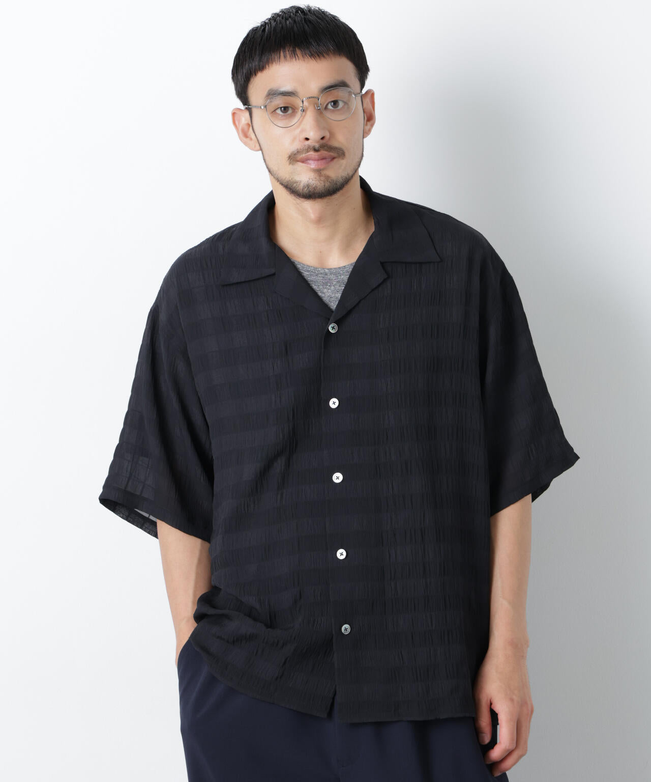 シースルーチェックシャツ 半袖 6686221202