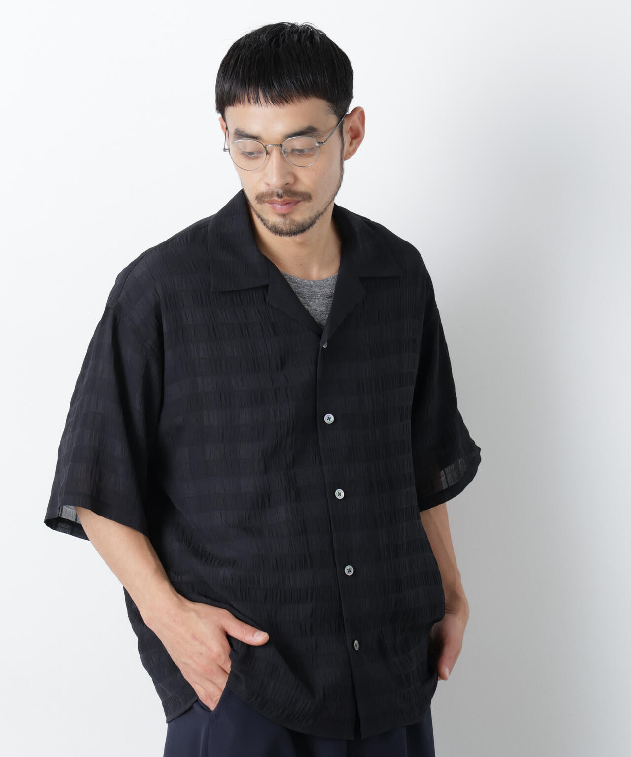 シースルーチェックシャツ 半袖 6686221202