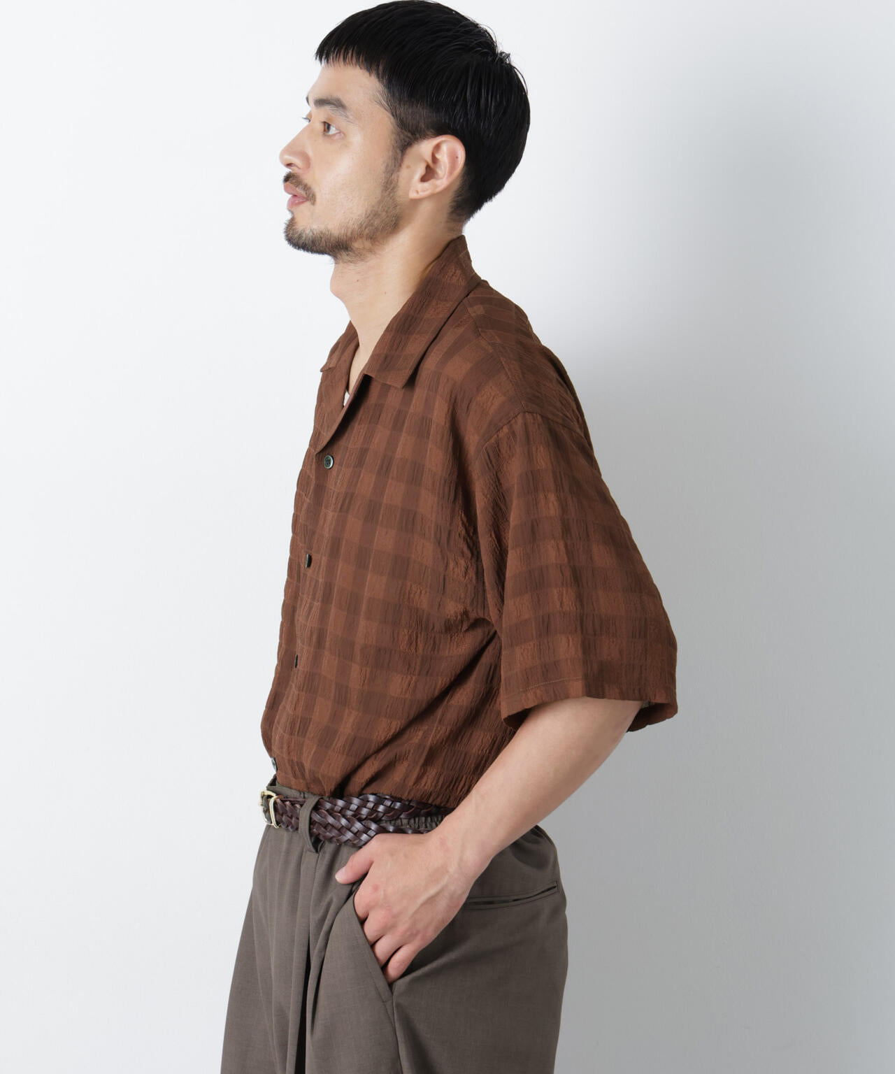 シースルーチェックシャツ 半袖 6686221202