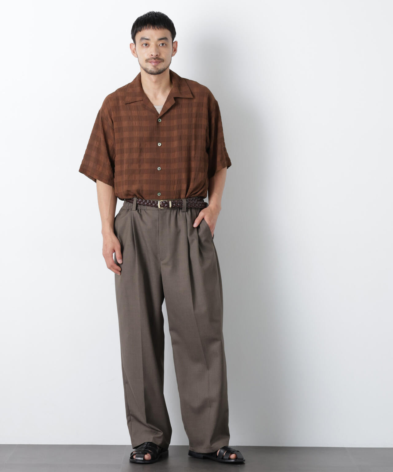 シースルーチェックシャツ 半袖 6686221202