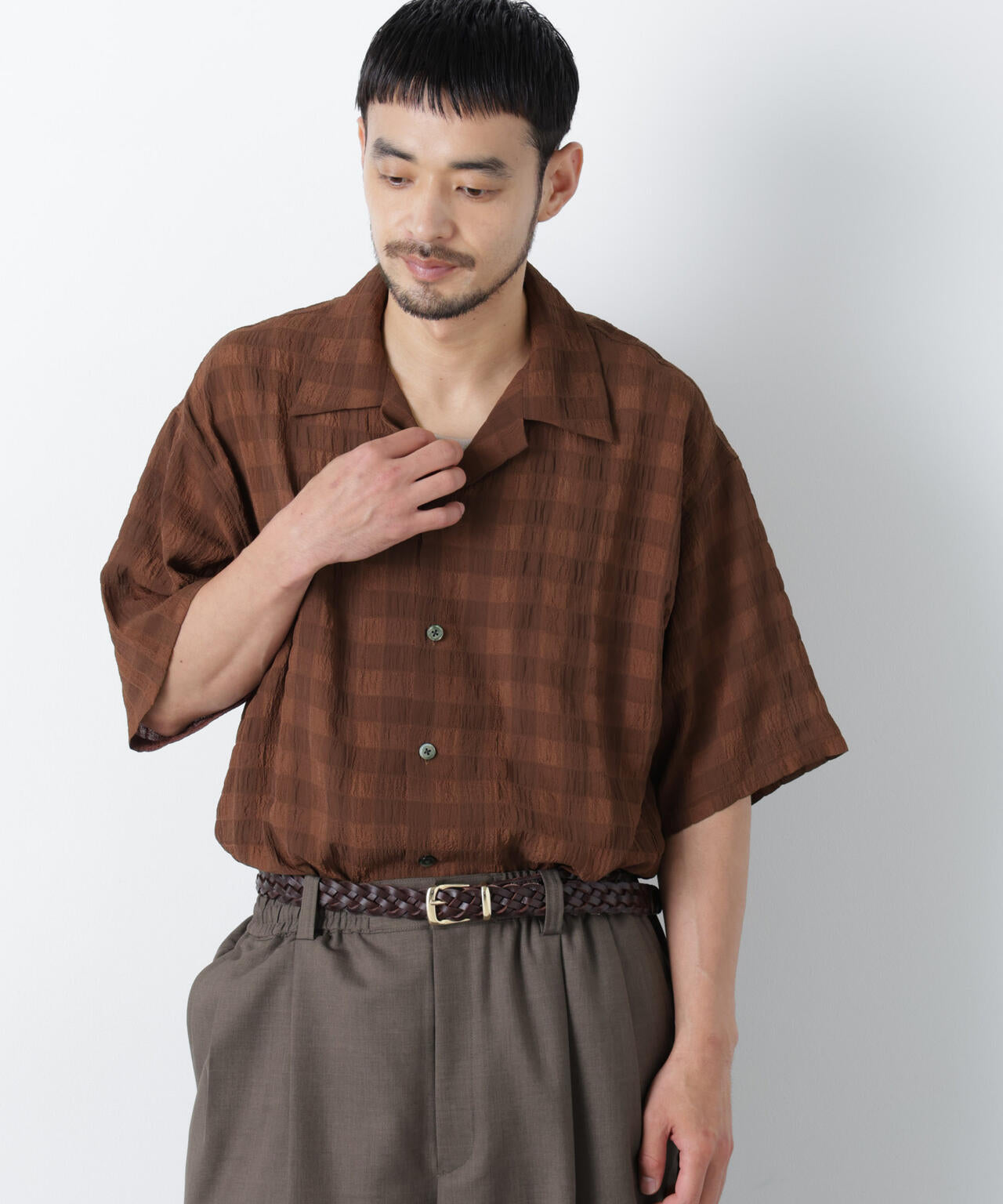 シースルーチェックシャツ 半袖 6686221202