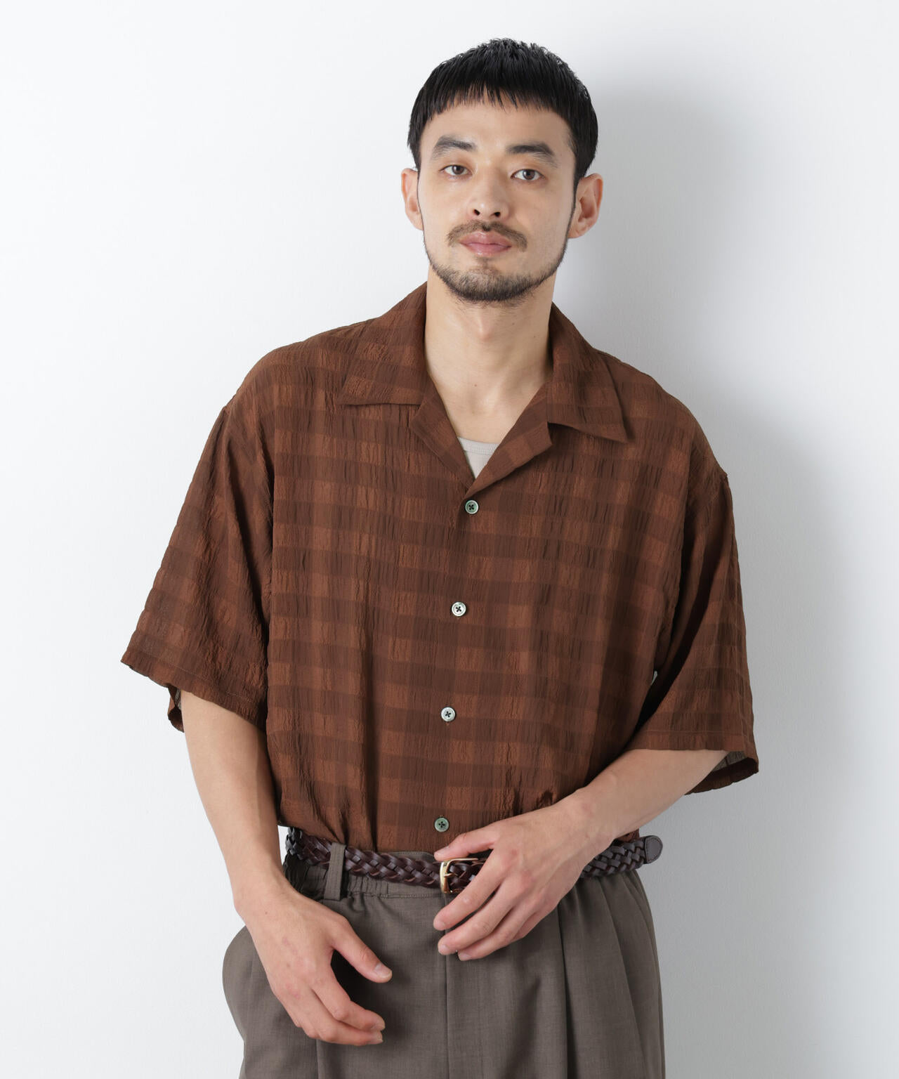 シースルーチェックシャツ 半袖 6686221202