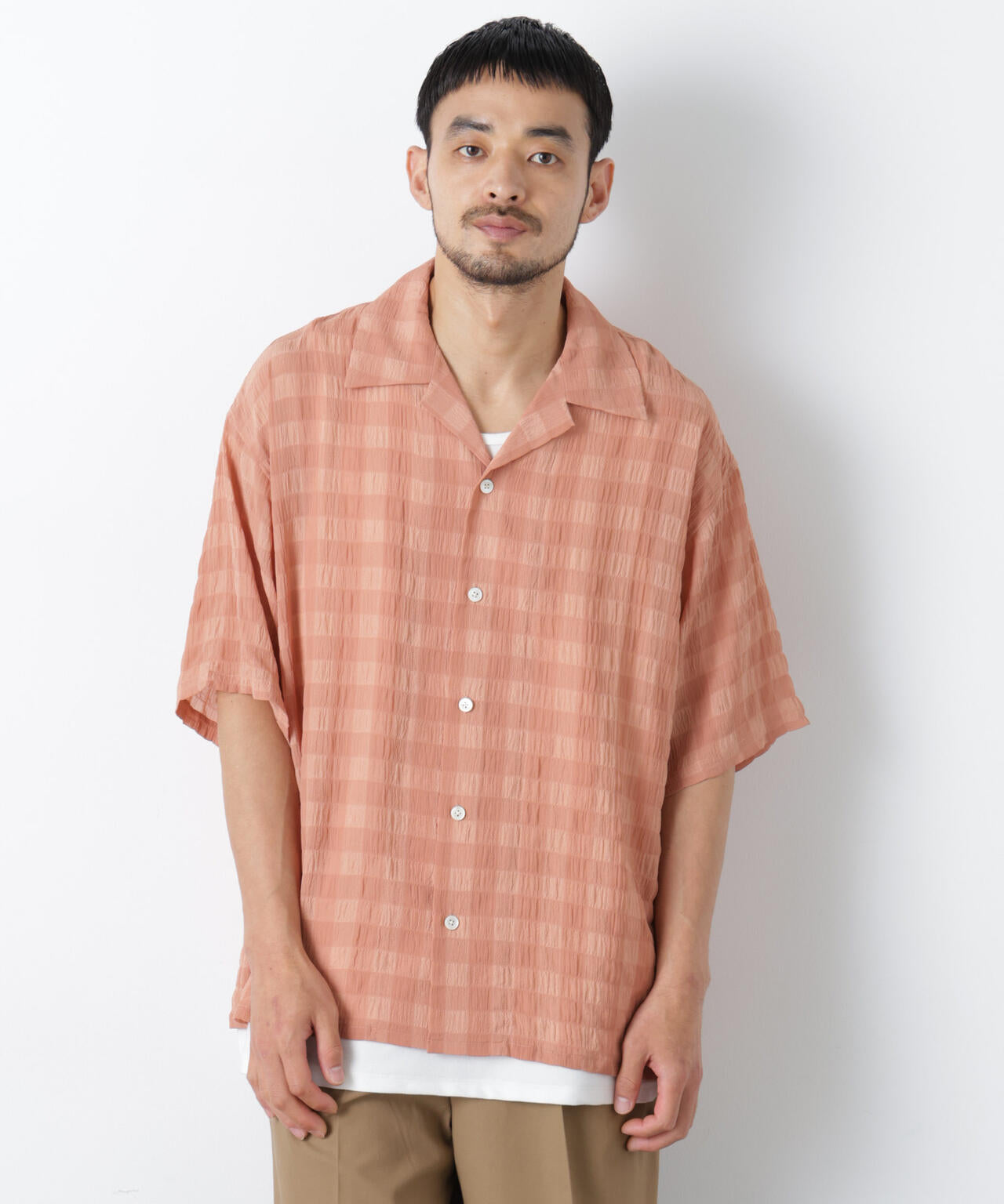シースルーチェックシャツ 半袖 6686221202