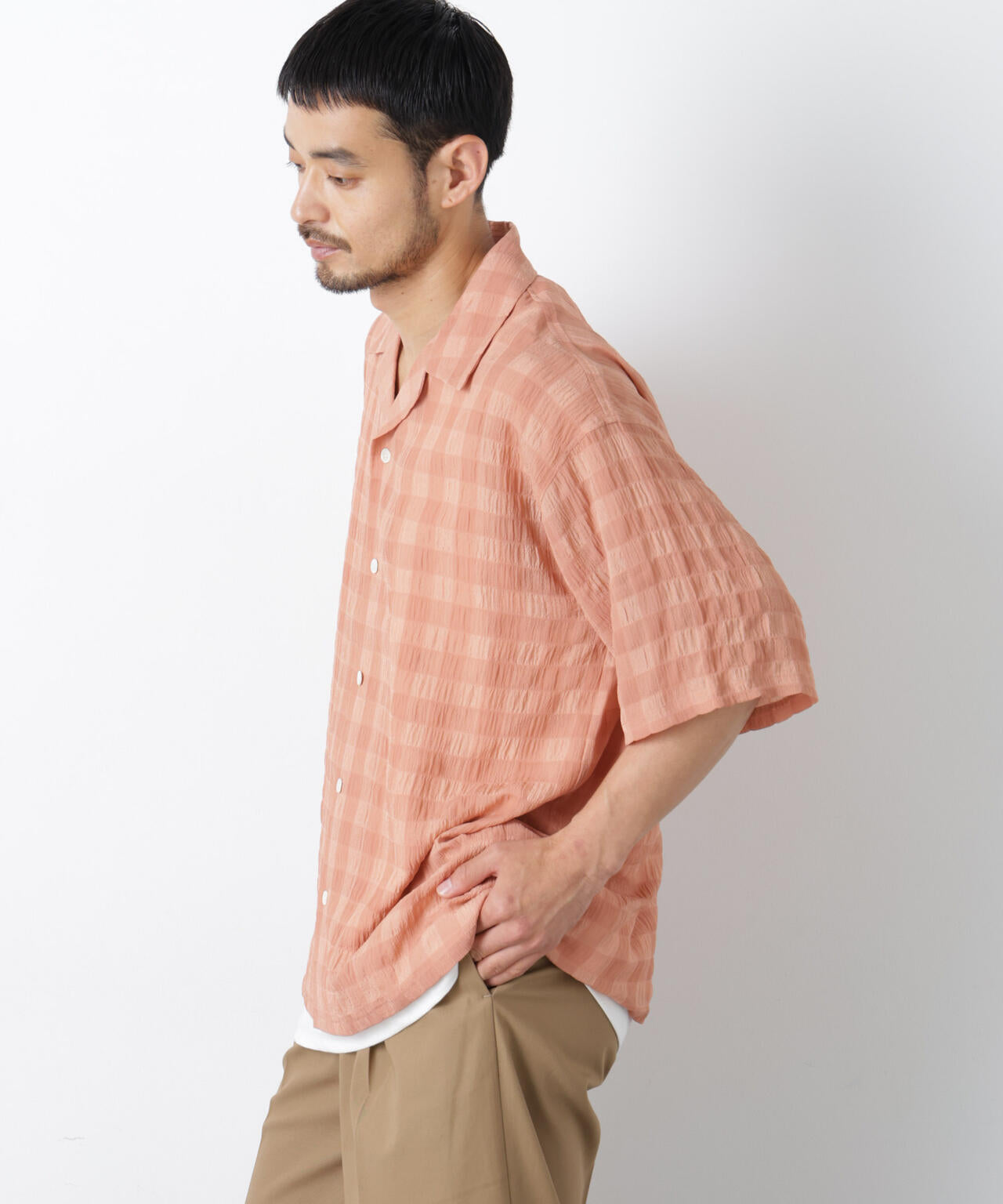 シースルーチェックシャツ 半袖 6686221202