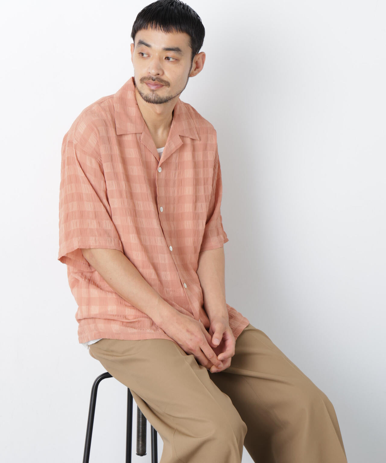 シースルーチェックシャツ 半袖 6686221202