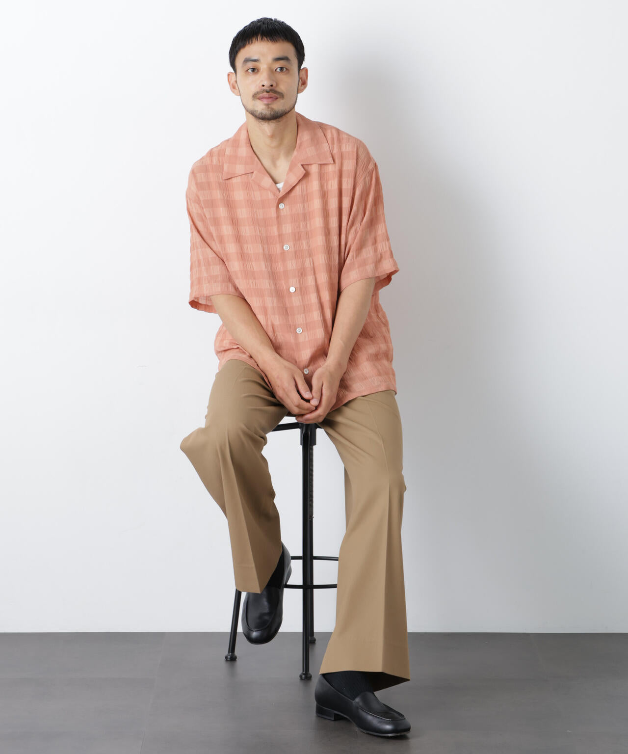 シースルーチェックシャツ 半袖 6686221202