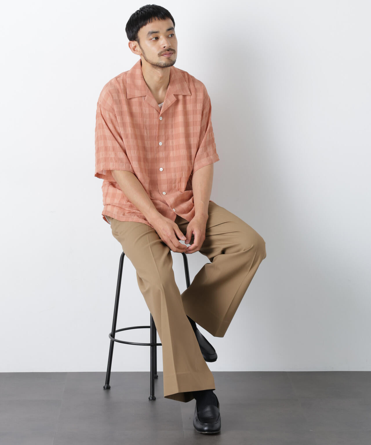 シースルーチェックシャツ 半袖 6686221202