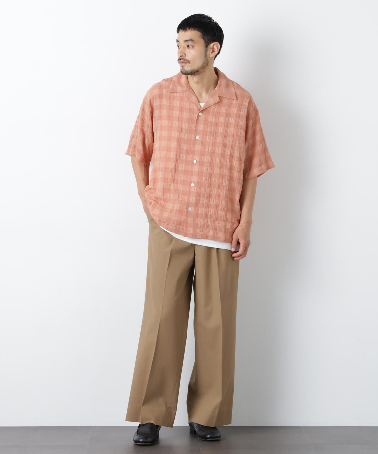 シースルーチェックシャツ 半袖 6686221202