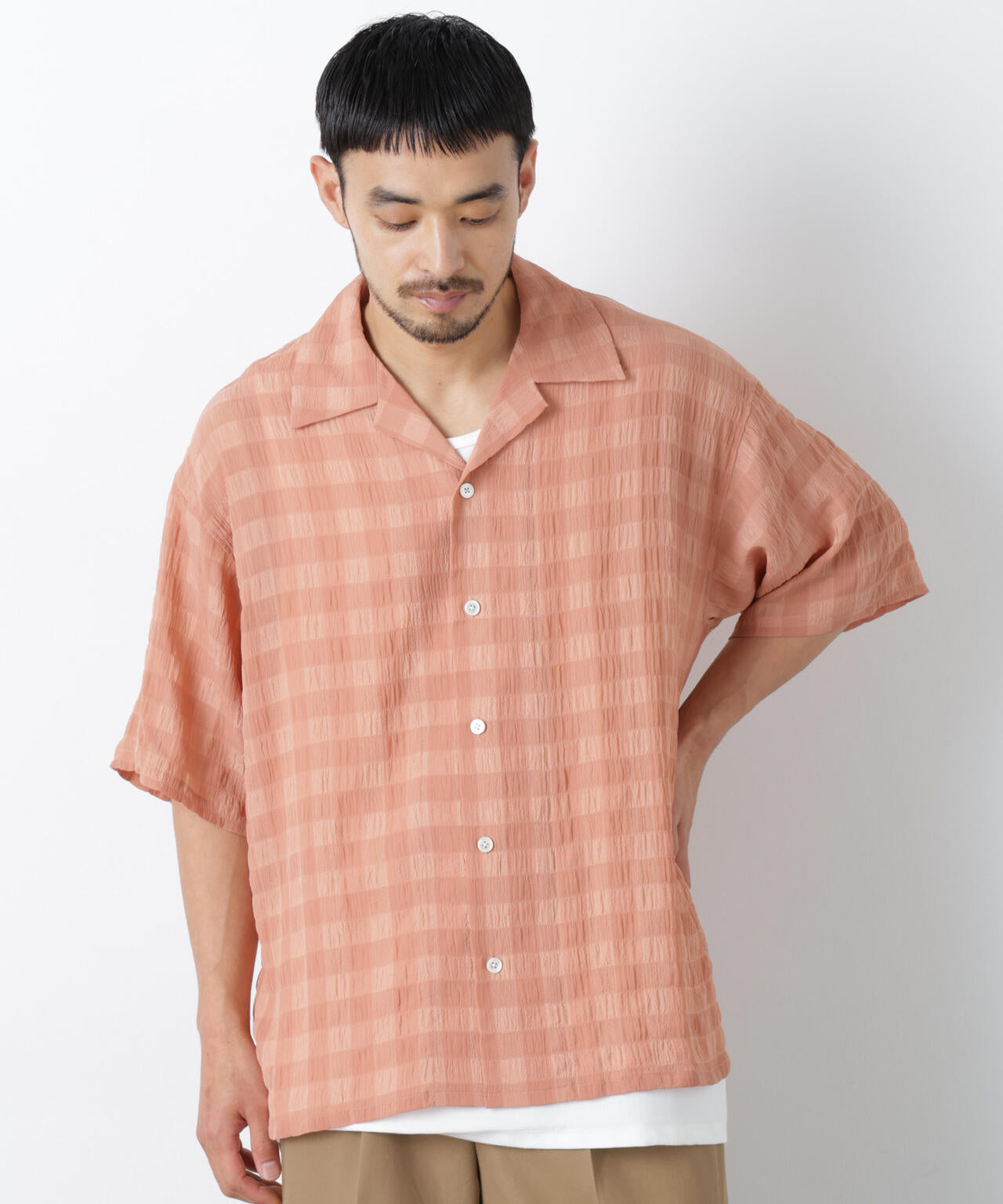 シースルーチェックシャツ 半袖 6686221202